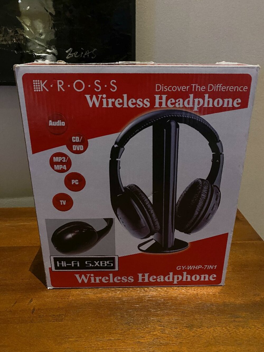 Wireless Over Ear Headphones with Base TV PC Stereo Headset
